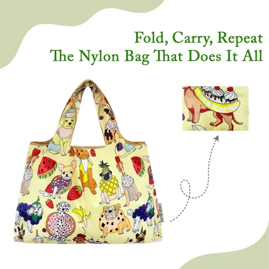 Wrapables Large Foldable Tote Nylon Reusable Grocery Bags, Dessert Dogs {4}