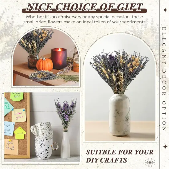 4 Pack Large Size Boho Dried Flower Bouquet 15-17 Inch Wedding Handmade Dry Flowers for Vase Crafts DIY Photo Boutonniere for Men Floral Plant for Bridesmaid Gift Birthday Decor(Lavender) {3}