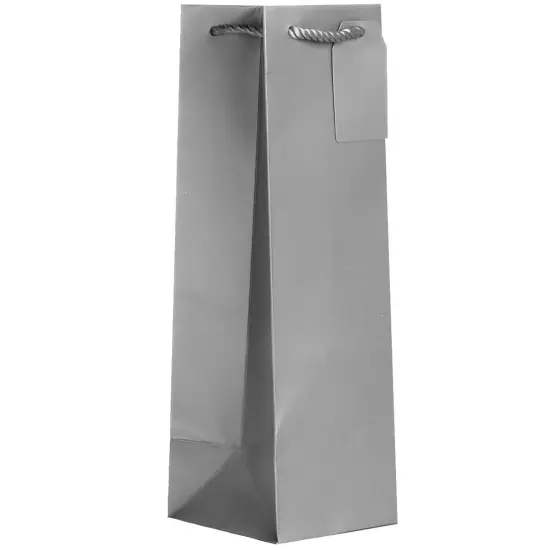 Pack/6: Matte Metallic Silver Wine Bag - 4-1/2 x 4-1/2 x 14" {1}