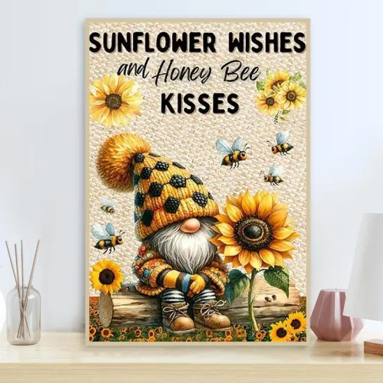 Gnome Diamond Painting Kits for Adults, Gnome Sunflower Bee Diamond Art Kits for Adults Beginners, 5D DIY Full Drill Round Gem Art Craft Painting for Home Wall Decor 12 x 16 Inch {2}