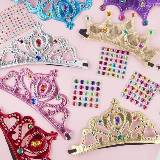 17 Pcs Princess Party Crowns Set Kids Party Supplies Tiaras Making Kit with Diamond Stickers {3}