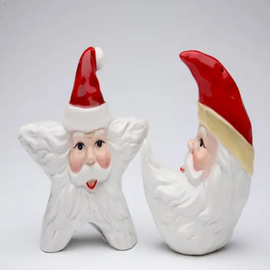 Ceramic Christmas Star & Moon Santa Salt & Pepper Shakers, Home D&eacute;cor, Gift for Her, Gift for Mom, Kitchen D&eacute;cor, Christmas D&eacute;cor {3}