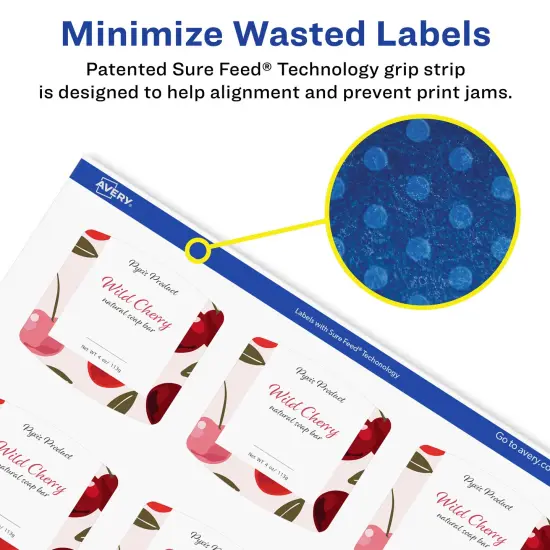 Avery Matte White Removable Arched Square Labels with Sure Feed Technology, Print-to-the-Edge, 2" x 2-3/16" {4}