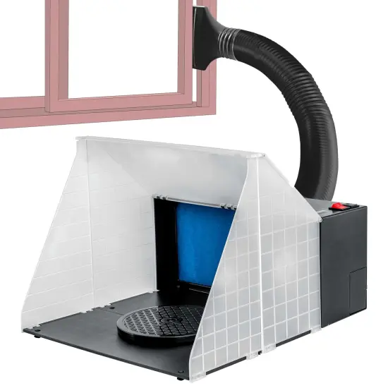 Portable Hobby Airbrush Spray Booth Kit with Exhaust Extension Hose (Extends up to 5.6 Feet) and 7.5 in. Diameter Revolving Turntable {2}