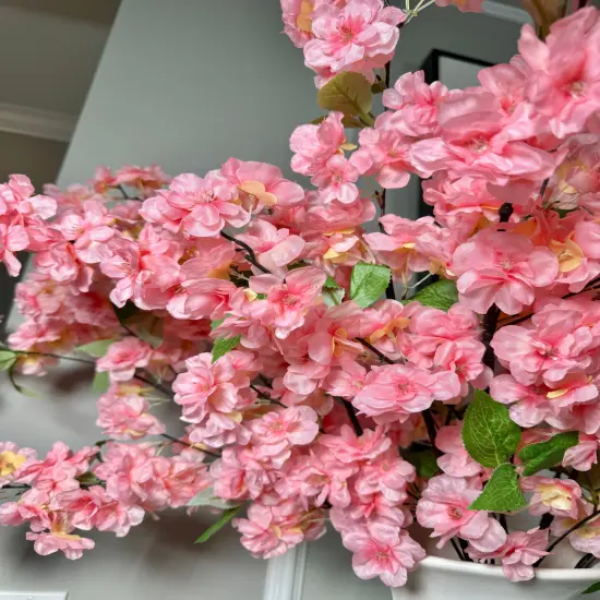Jade Bright Pink Silk Cherry Blossom Flower Branches Set of 3 Pack 40'' {3}