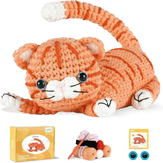 Crochet Kit for Beginners (1 Pack Orange cat) {1}
