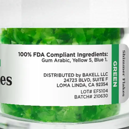 Green Edible Shimmer Flakes 4 Gram Jar {6}