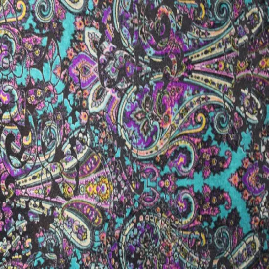 1 Yard Teal and Purple Paisley Fabric Multipurpose {5}