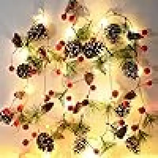 Red Berry and Holiday Pinecones Prelit Lights {1}