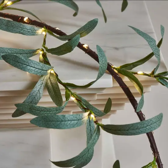 Lighted Olive Garland Battery Operated with Timer 96 Fairy Lights 6FT {2}