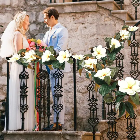 White Magnolia Flower and Leaf for Outdoor {5}