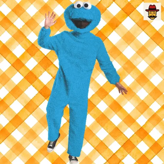 Cookie Monster Prestige Adult Costume Jumpsuit Headpiece Halloween {2}