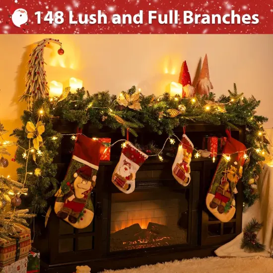 106 Inch - Pre-Lit Christmas Garland with Lights and Timer(Gold) {3}