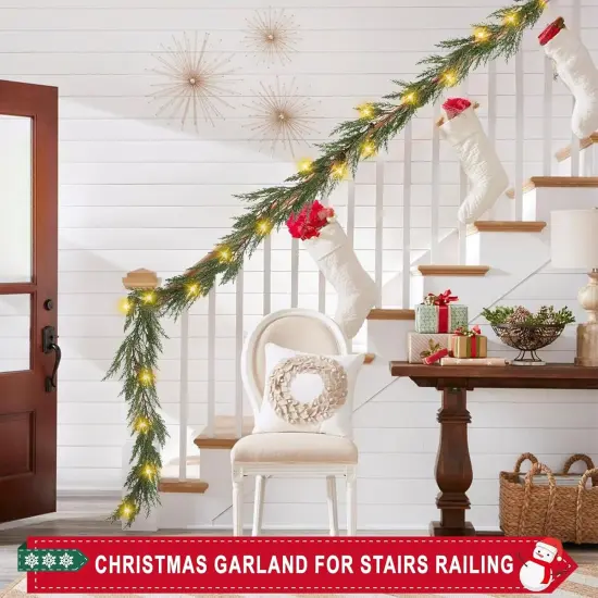 6 Ft Christmas Garland with Lights, 30 Warm Lights with 8 Modes {5}