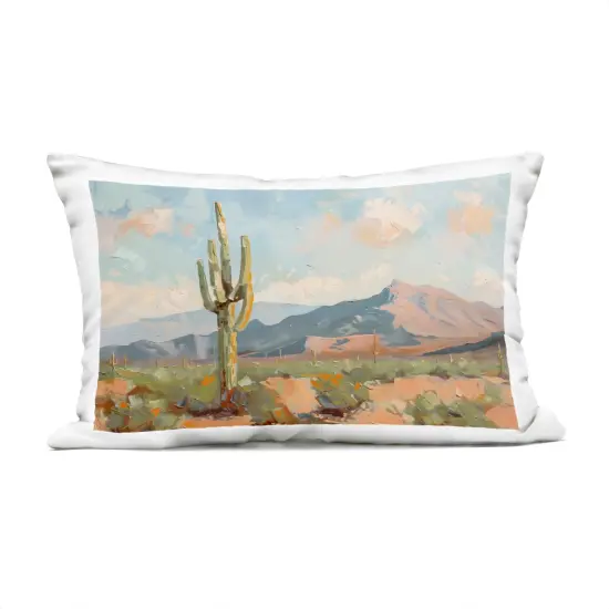 Stupell Industries Pink Desert Distant Mountain Outdoor Pillow, 14 x 7 x 20 {1}