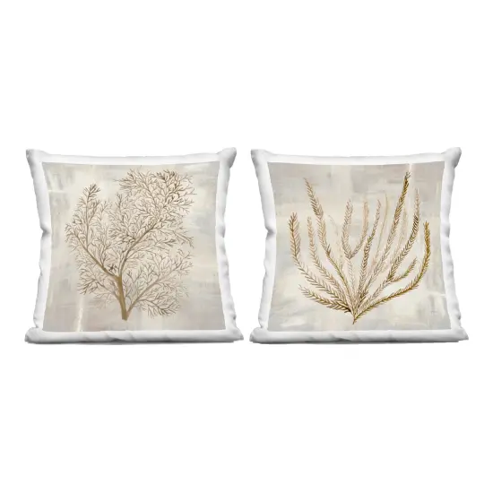 Stupell Industries Beige Tides Coral Branches 2 Piece Decorative Printed Throw Pillow Set design by Hannah Dawson, 18 x 7 x 18 {1}