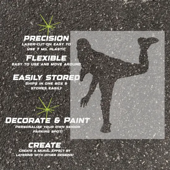 Baseball Pitcher Parking Space Stencil | High School Senior Parking Spot Stencil | Reusable Stencil | Stencil Ease | {3}