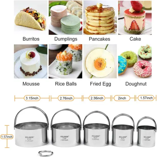 Biscuit Cutter Set Stainless Steel Round with Handle Professional Silver {1}