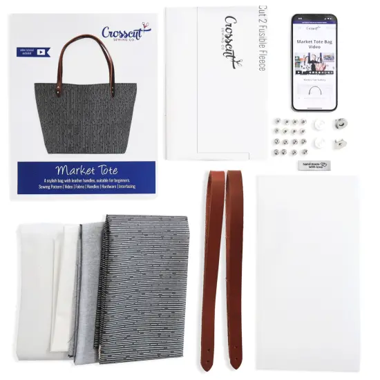 Crosscut Sewing Co.&reg; Market Tote Bag Sewing Project Kit for Beginners with Fabric, Instructions and Video Line up {3}