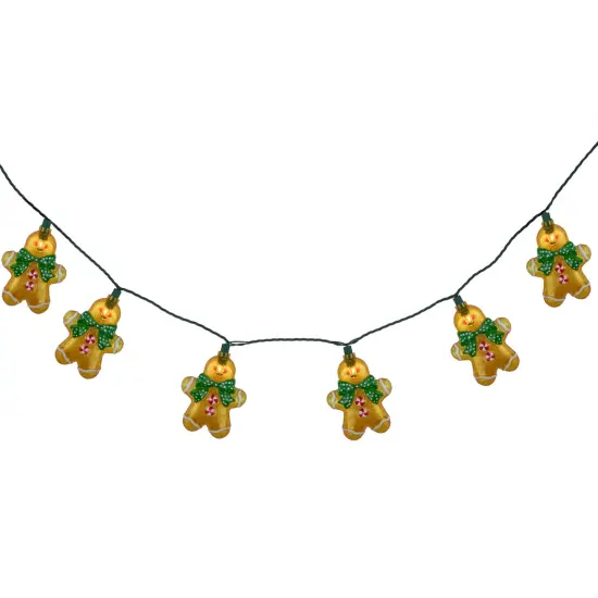 Northlight Gingerbread Man with Bowties Christmas Light Set - Clear - 7.5' Green Wire - 10ct Orange {6}