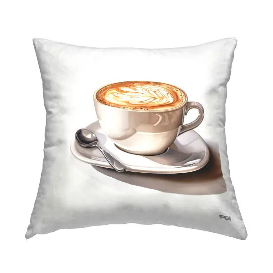 Minimal Cappuccino Mug Design by RB Throw Pillow  {1}
