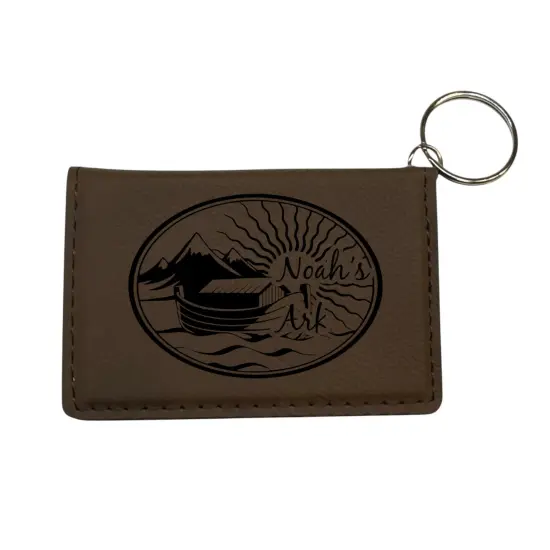 Keychain ID Holder Wallet - Noahs Ark - Leather Rawhide/Black {2}