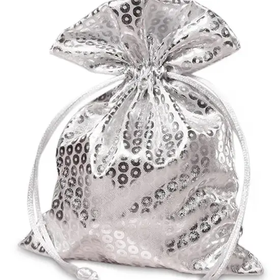 Faux Sequin Printed Satin Bag 5" x 7" Sparkling and Elegant {5}