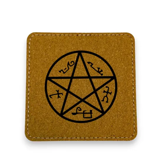 Coaster - Demon Trap - SET OF 2 - Leather or Stitched Cork Stitched Cork/Black {1}