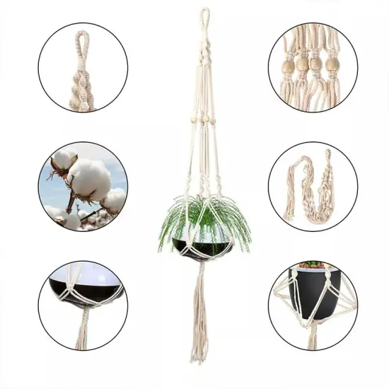 2Pack Garden Plant Hanger Macrame Hanging Planter Basket Rope Pot Holder Decor {4}