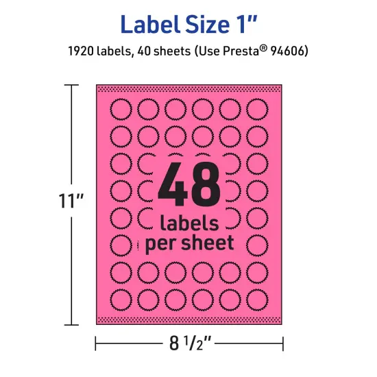 Avery Bright Pink Paper Labels, 1" Starburst {5}