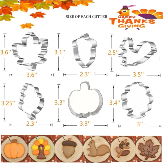 Thanksgiving Cookie Cutter Set &ndash; 6 Fall Shapes Cookie Cutters with Decorating Instructions dogbone {3}