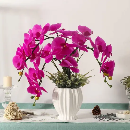 Artificial Orchid in White Vase &ndash; Elegant Faux Flowers for Home & Office {6}