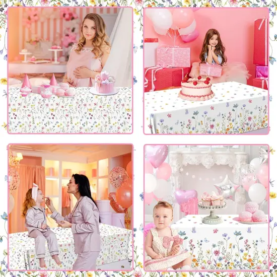 2Pcs Spring Floral Tablecloth Wildflowe {5}