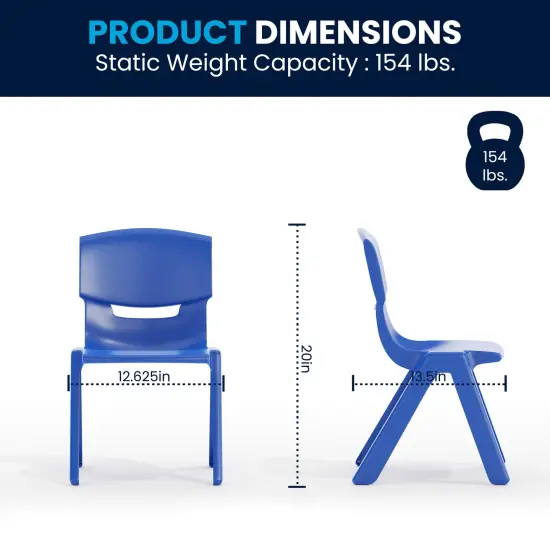 Emma and Oliver 23.625"W x 47.25"L Rectangular Plastic Height Adjustable Activity Table Set with 6 Chairs Blue {4}