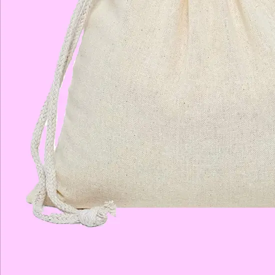 Durable 4" x 6" Cotton Muslin Drawstring Pouch {4}