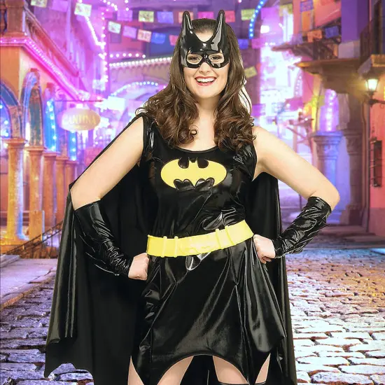 Womens Plus Size Batgirl Costume with Cape and Eyemask Set {2}