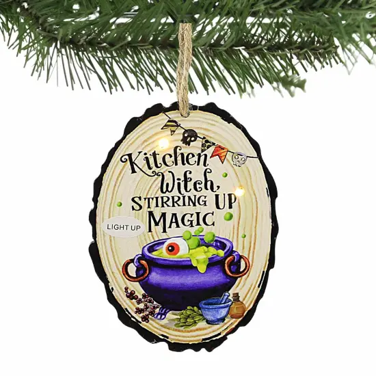 Ganz 4.5 Inch Halloween Light Up Ornament Halloween Tree Ornament , Halloween Decor Haunted Witch Bone Spider KITCHEN {3}