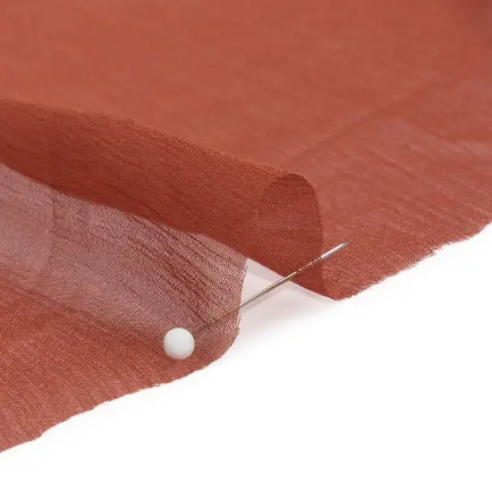 1 Yard Mahogany Crinkled Silk Chiffon Fabric Sheer Lightweight Perfect for Evening Wear, 43 Inches Wide {2}