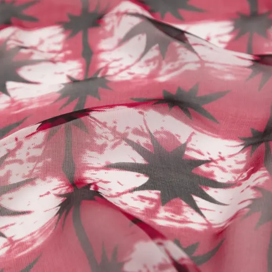 1 Yard Cerise Tie Dye Silk Chiffon 51 inch Width {3}