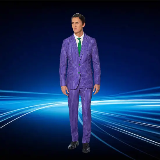 Men's Joker Suit Costume Purple Jacket Pants Slim Fit Halloween {1}