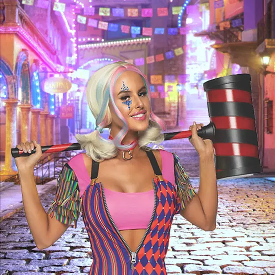 Comic Vixen Costume Crop Top Choker Multicolor Zip Up Jumpsuit {2}