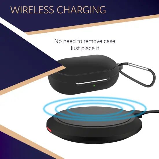 For Galaxy Buds+ / Buds Case, Protective Silicone Cover with Carabiner Keychain Compatible with Samsung Galaxy Buds+ Plus 2020 Buds 2019 Wireless Earbuds, Black (4 Color Options) by Insten {3}