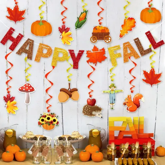 Happy Fall Glitter Banner (Multi Color) {2}