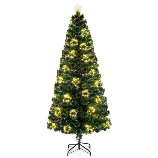 Pre-Lit Artificial Christmas Tree with Warm-White Fairy Lights and Flame-Retardant PVC Leaves {2}