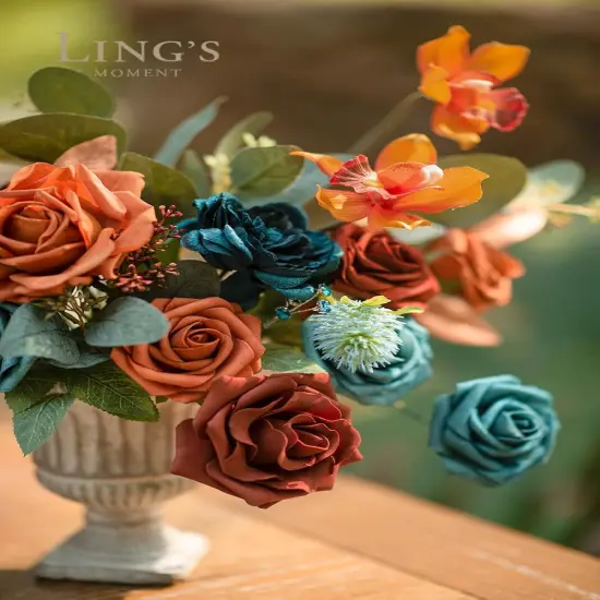 Artificial Flowers Wedding Rustic Teal Fall {4}