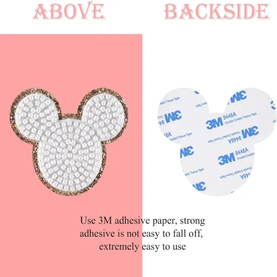 2Pcs Pearls Embroidered Patch, Cartoon Mouse Self-Adhesive Patches, Suitable {3}