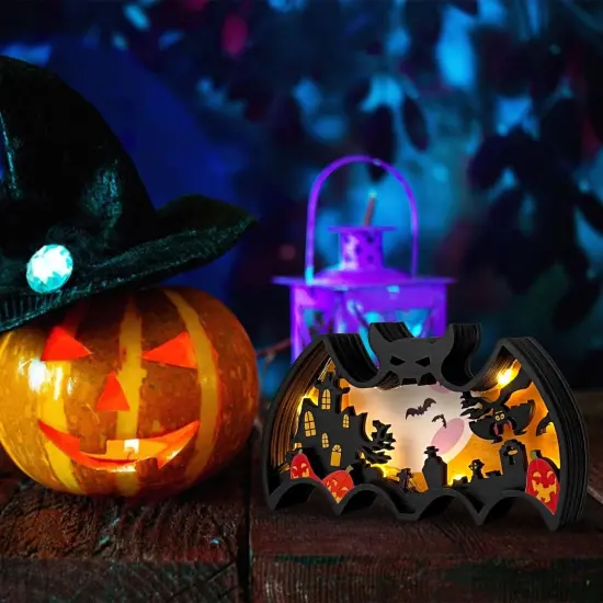 Halloween Wooden Lighted Table Decoration {3}