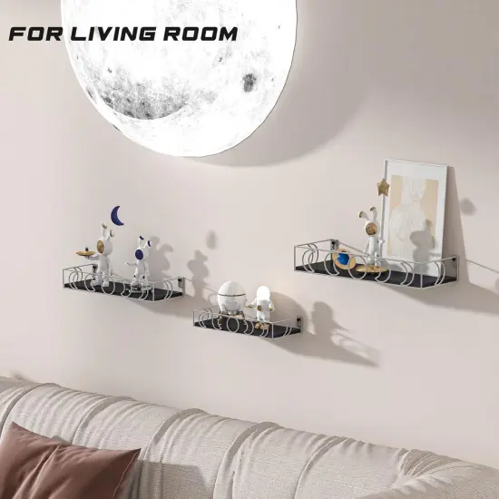 Moon Phase Wall Shelves Black Silver {2}
