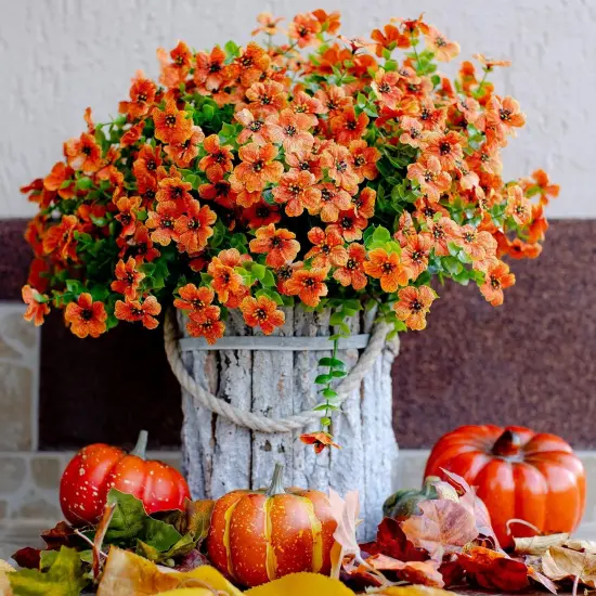 Artificial Mums Fake Fall Flowers Outdoor - 16 Bundles {2}