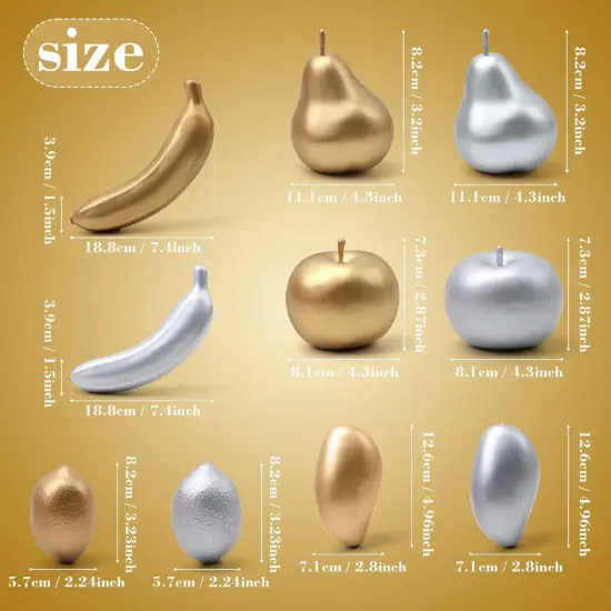 10 PCS Artificial Assorted Golden Silver Fruits Decoration Home {2}